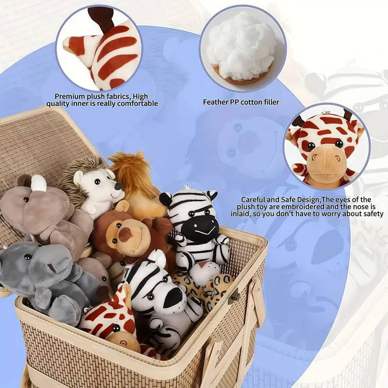 12-Piece Forest Animal Lion Tiger Plush Toys