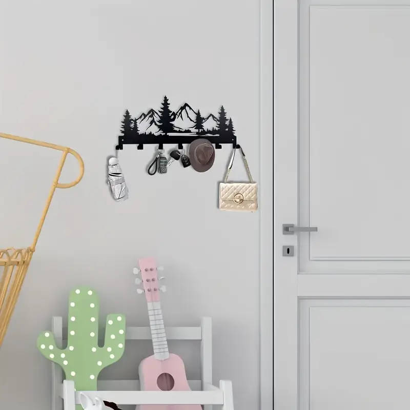1pc Charming Metal Forest Key Hook Easy Install Wall Mount for Towels Hats Purses Stylish Entrance B