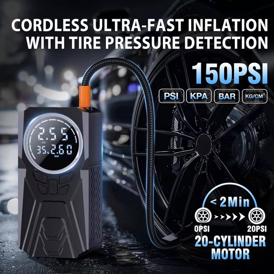 Heavy-Duty Car Emergency Booster - Tire Inflator and Jump Starter
