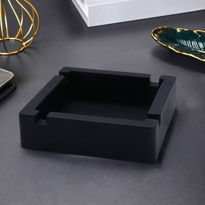 1pc Home Relaxation Modern Square Silicone Ashtray Sleek DIY Home Decor No Power Needed Black