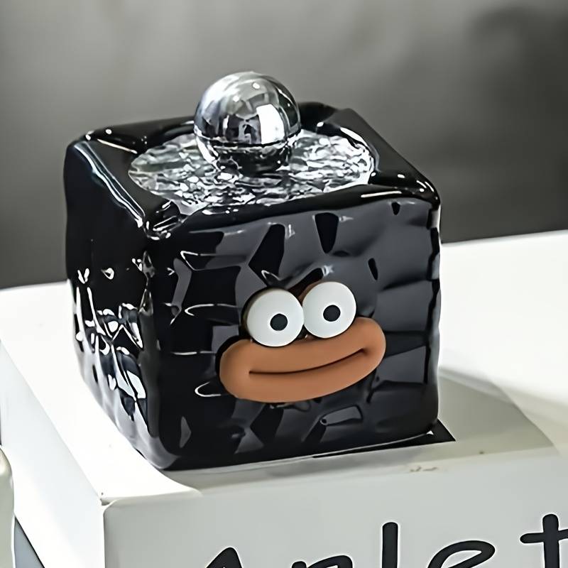 1pc Creative Cute Ceramic Ashtray Square Shape Contemporary Style High-end Tabletop Decoration