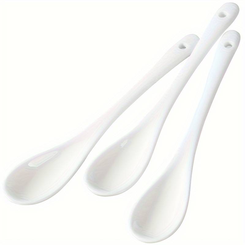 10pcs set Ceramic Spoon Coffee Stirring Spoon Creative 13cm Long Handle White Porcelain Spoo