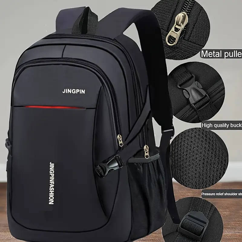 1pc Unisex Casual Nylon Backpack Adjustable Strap Zipper Closure Polyester Lining Tassel Embellishme