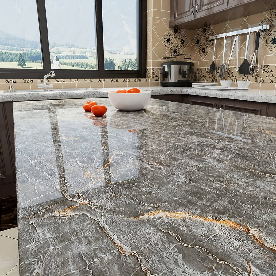 1 Roll Of 0.15mm Thick Imitation Marble PVC Wallpaper 40cm x 2m