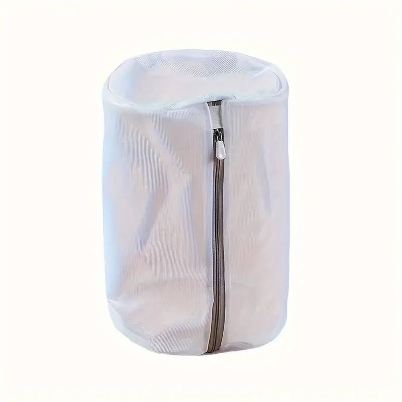 1pc Durable Polyester Mesh Laundry Bag for Shoes Zippered Round Washing Machine Organizer for Sneake