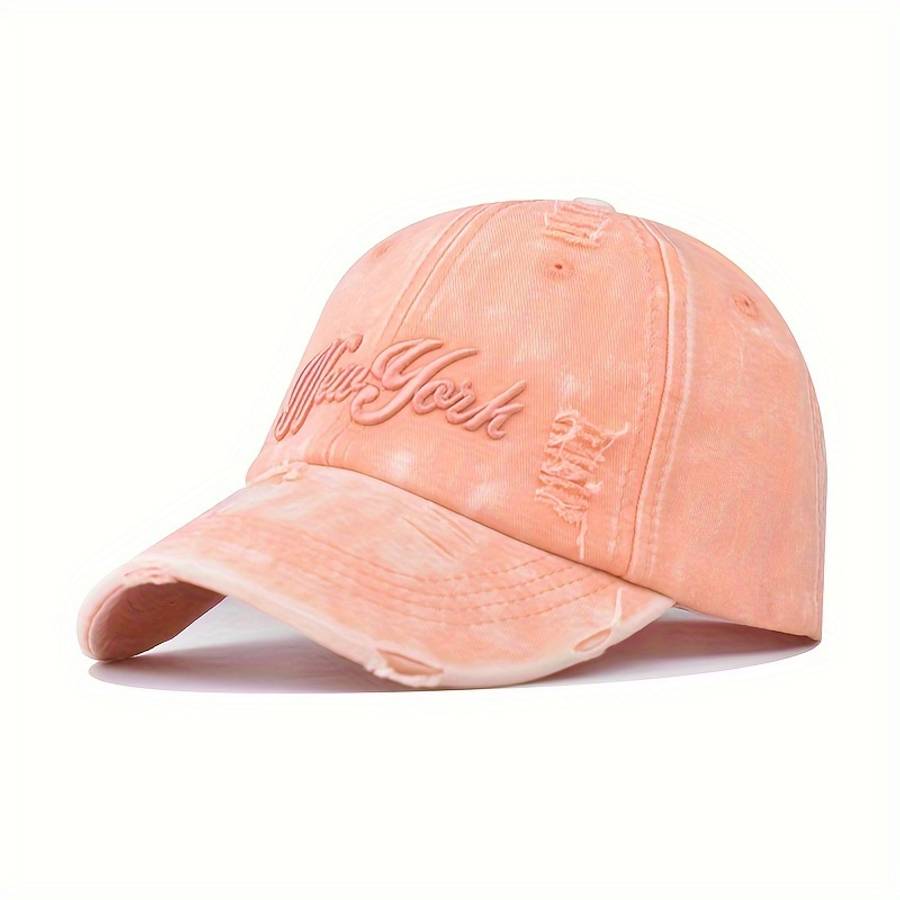 Vintage Distressed Cotton Baseball Cap with Embroidery Adjustable Drawstring Closure Lightwei