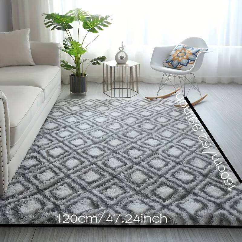 1Pc White background gray square 40x120cm 15.75x47.24inch Floor Mat
