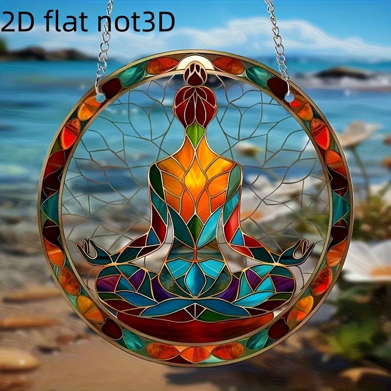 1pc 2D Flat  A  Acrylic Decorative Piece Yoga Style Acrylic Sun Catcher Colorful Glass Style