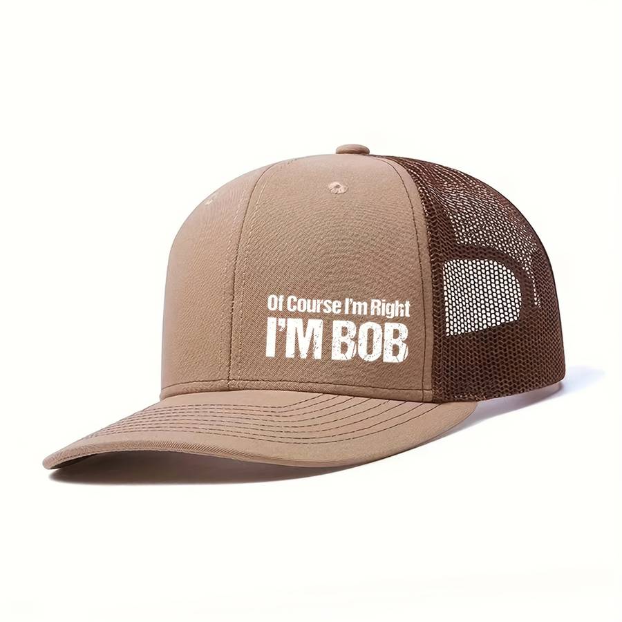 1pc Unisex Polyester Baseball Cap with "Of Course I'm Right" Print Breathable Mesh Snapback Hat A