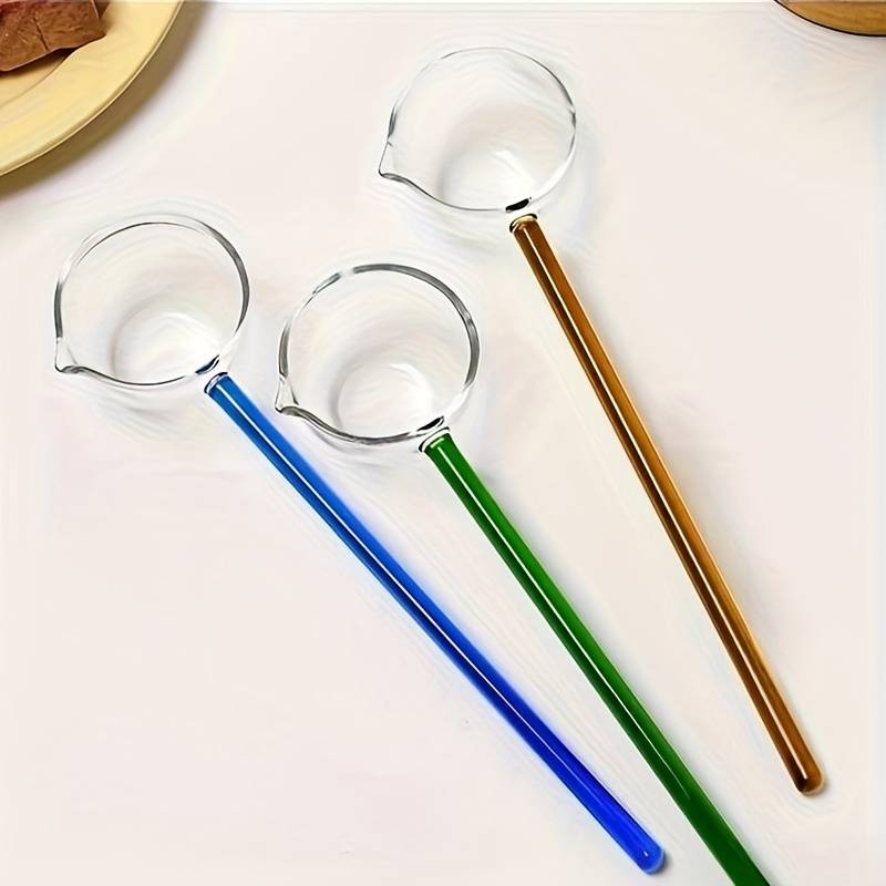 1pc Glass Dessert Spoon High Borosilicate Glass Soup Ladle Heat Resistant Cooking Utensils Suit