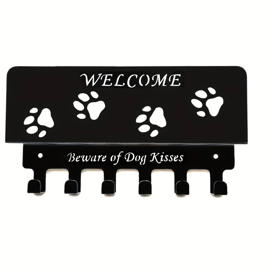 Stylish Black Metal Wall-Mounted Organizer with Key Hooks  Dog Leash HolderRust-Proof Powder-Co