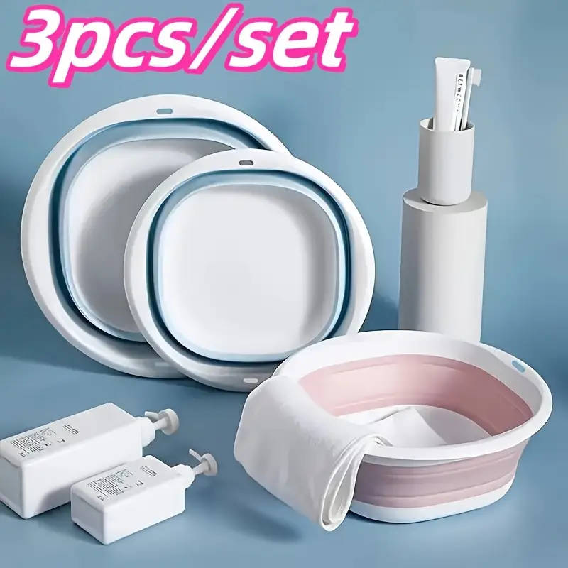 3pcs Foldable Multi-Functional Basin Space-Saving Versatile for Face Washing Vegetable Rinsing Under
