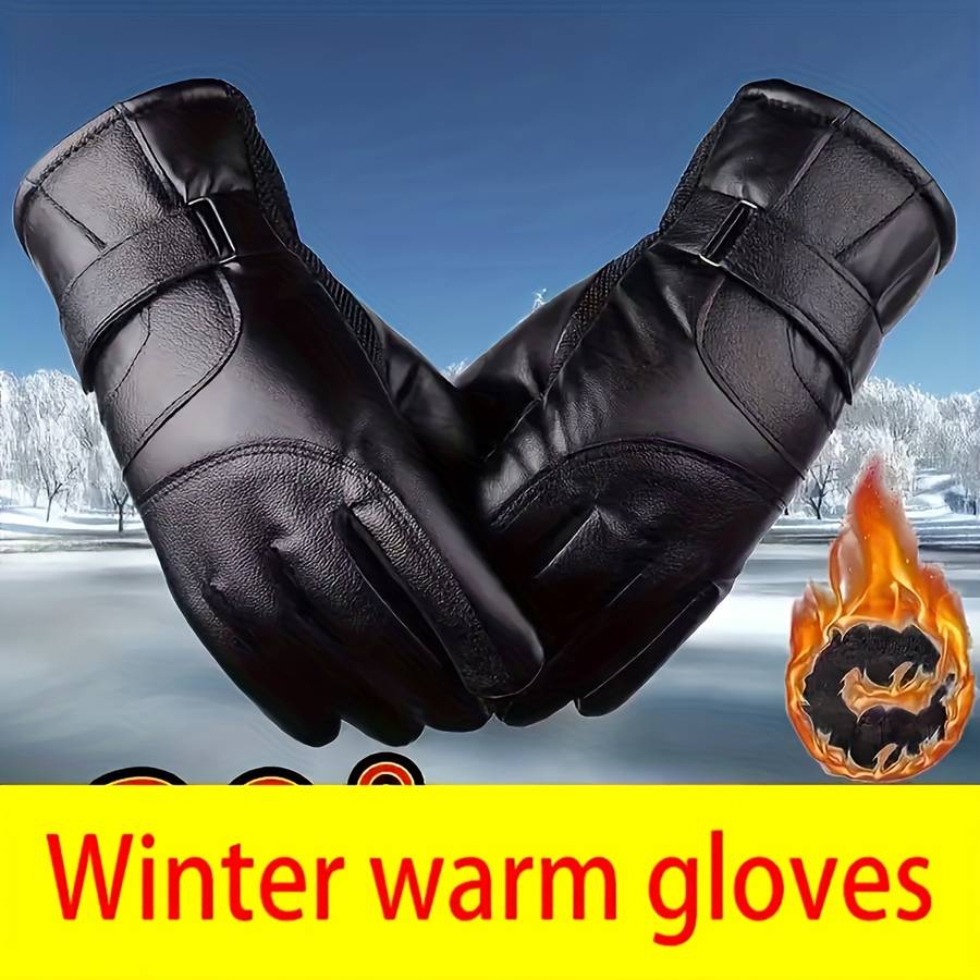 1 Pair Black Warm Gloves