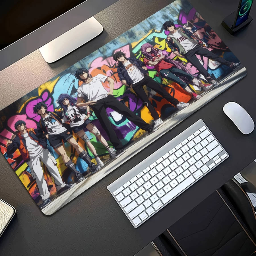 1pc 30x80cm Vibrant Graffiti Anime Character Mouse Pad Durable Rubber Desk Mat