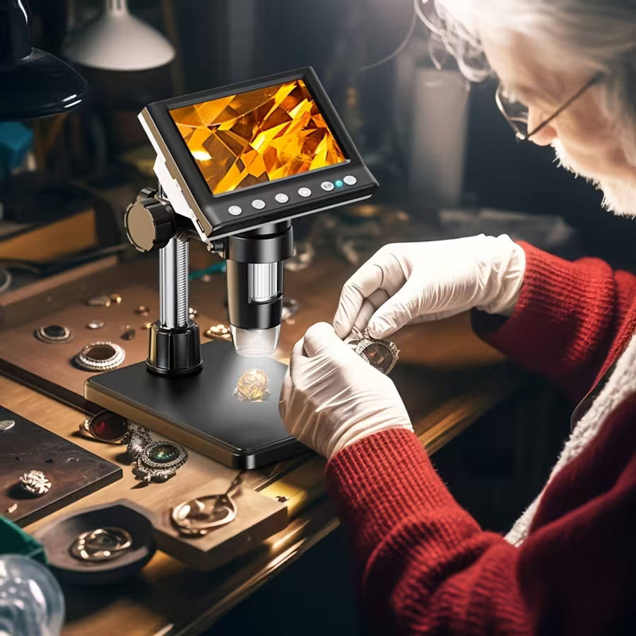 4.3 Inch IPS Digital Microscope, 1080P HD, 10X-1000X Magnification