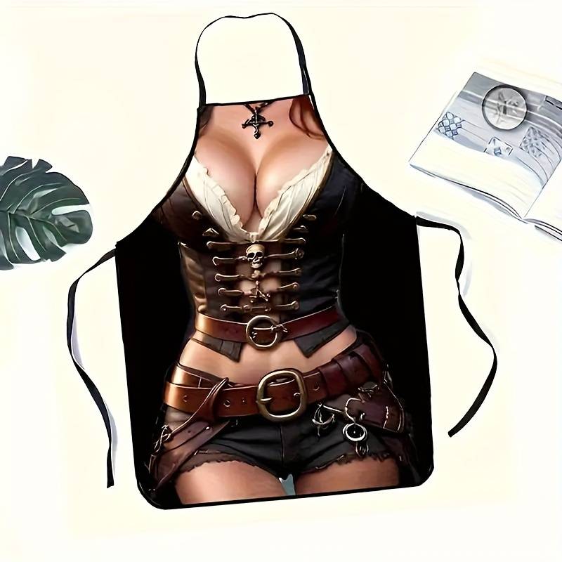1pc An innovative new apron with simple digital print sexy Faux Leather beauty cold and beautiful
