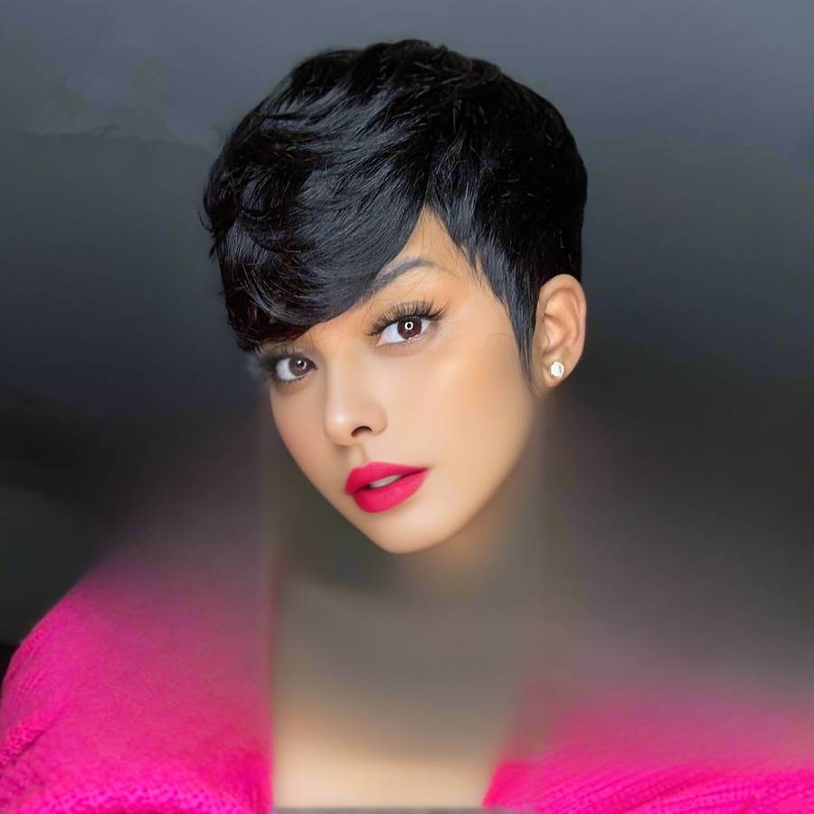 1Pc Black 25.4cm Fashion Design Wig