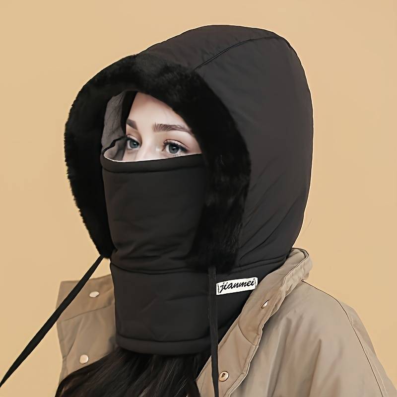 1pc Winter Warm Hat Fleece-Lined Cold-Proof Windproof  for Men and Women Outdoor Riding C