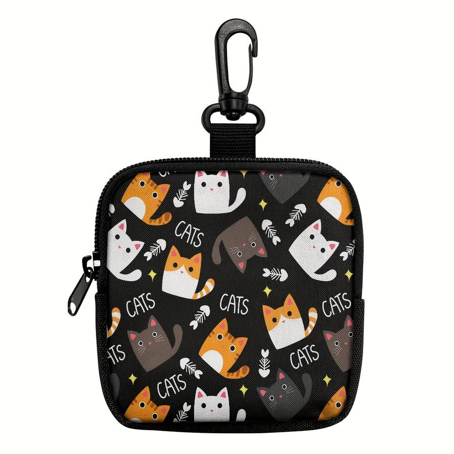 1pc Cute Cat Keychain Coin Purse with Zipper Pocket Multifunctional Hanging Storage Wallet Machin