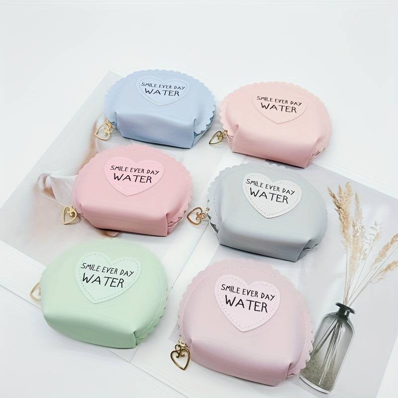 1pc Half-Round Coin Purse for Women PU Handheld Small Wallet Student Youngsters Small Gift