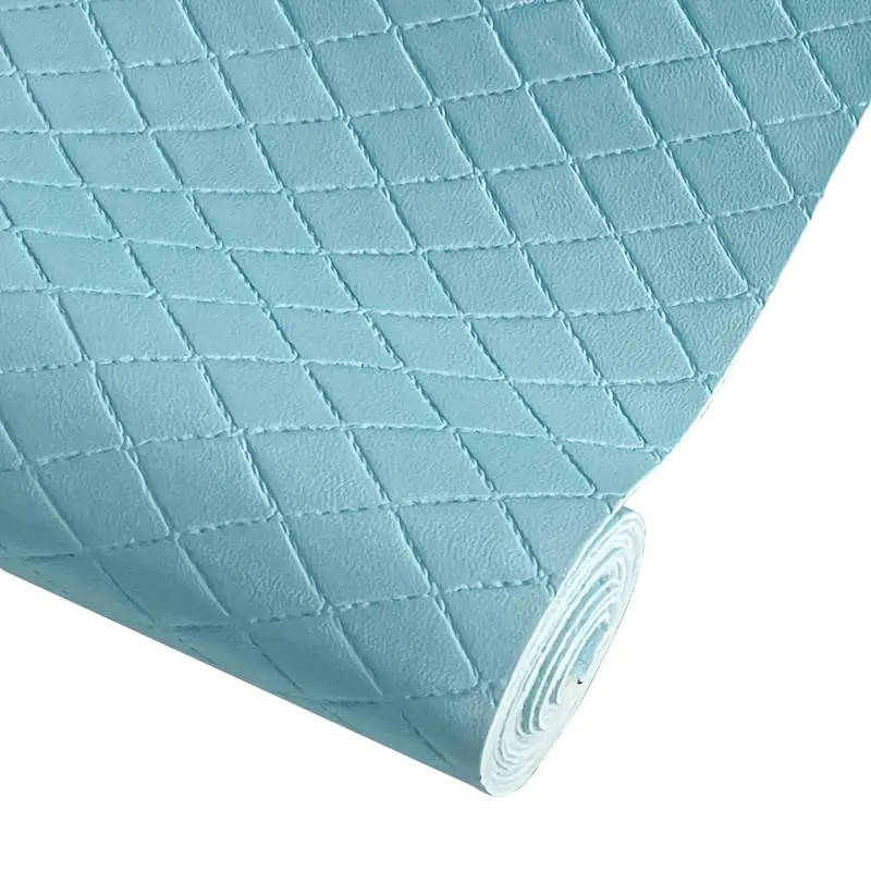 1pc Soft Synthetic Imitation Leather Diamond Embossed Sky Blue