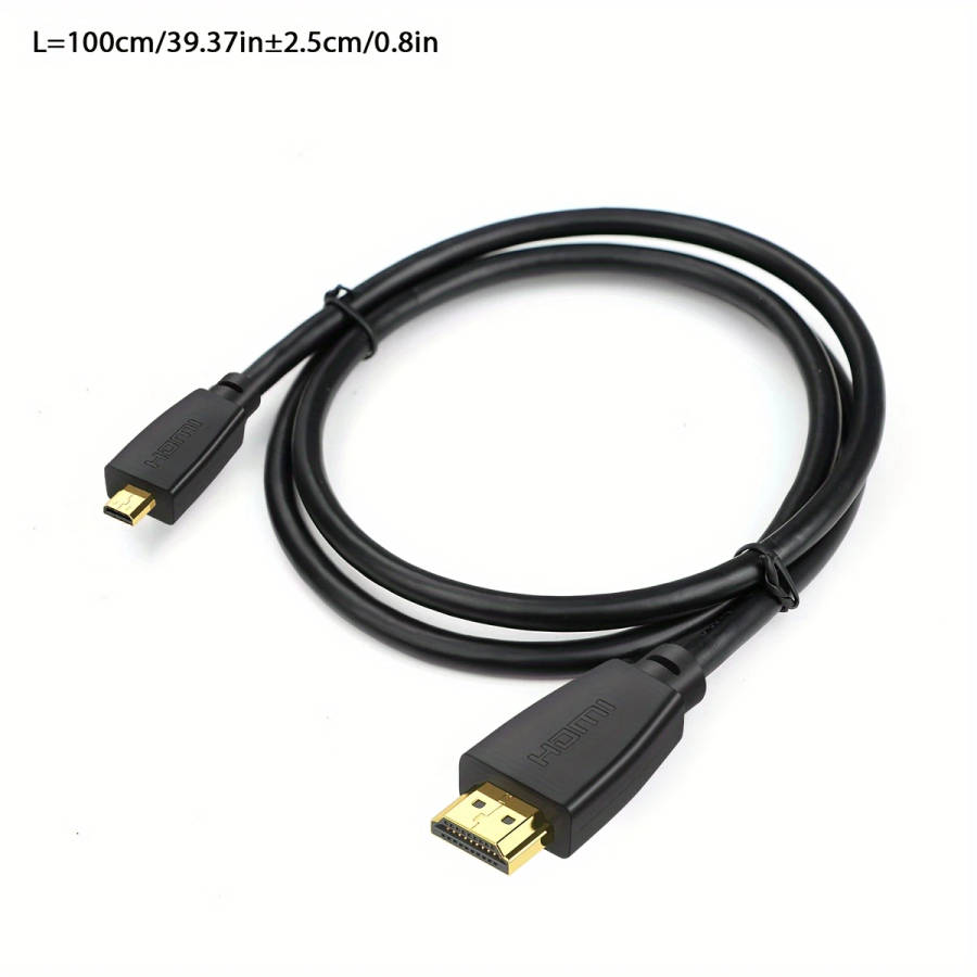 1pc 100cm High-Speed HDTV Cable 2.0/1.4 Gold-Plated Male to Micro 18Gbps Supports 4K 60Hz HDR 3D Up