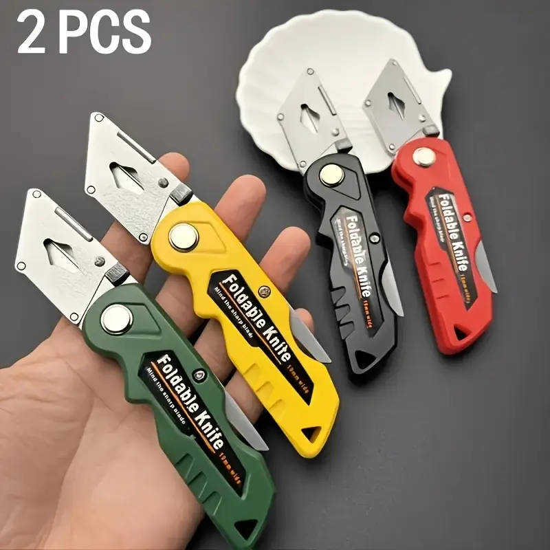 2-Piece Multi-Function Folding Utility Knife Set Black+Red