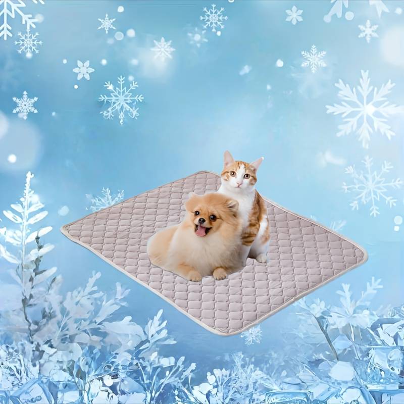 1piece Ice Silk Checkered Pad   Blue Cooling Pad