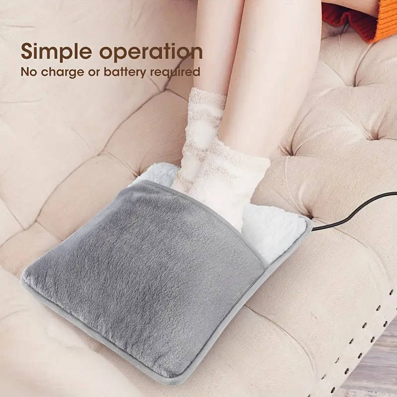1pc USB-Powered Electric Foot Warmer Washable Flannel Heating Pad for Cozy Home Comfort