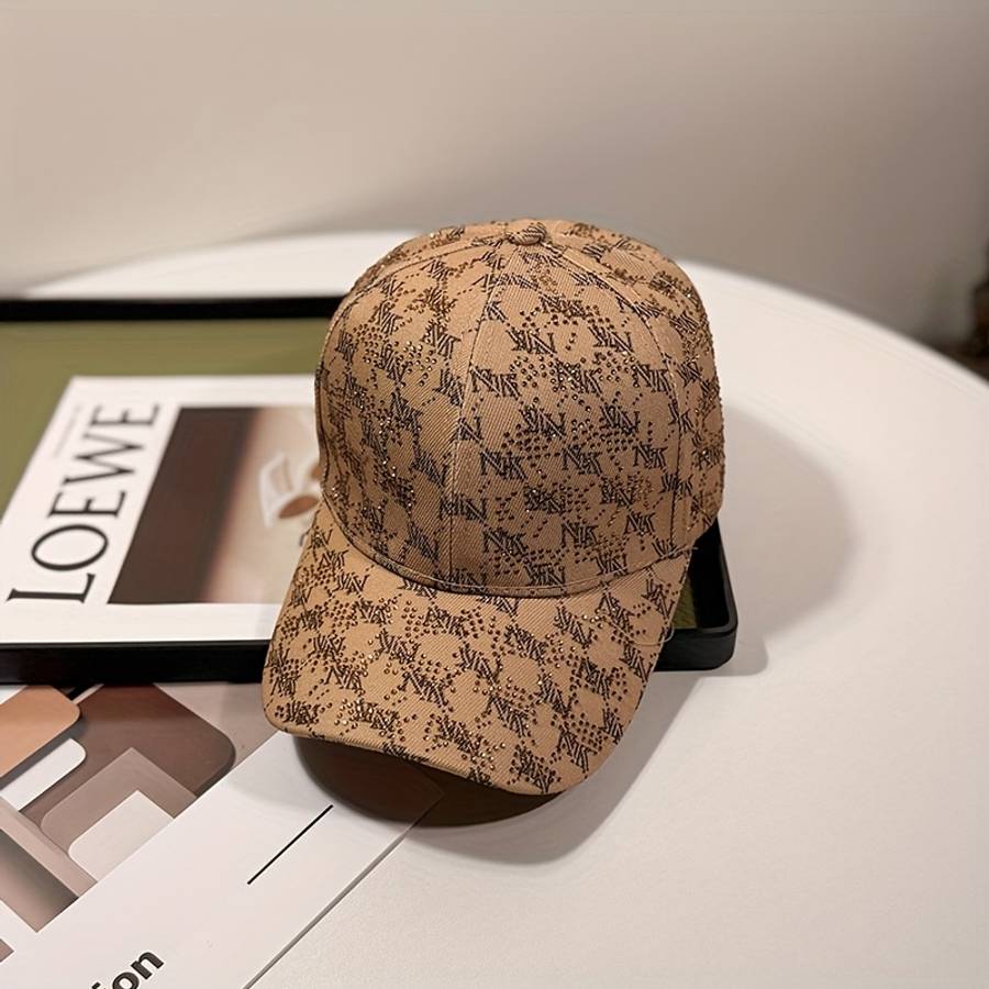 Stylish Unisex Baseball Cap With Rhinestone Lettering Adjustable Snapback Sun Protection Br