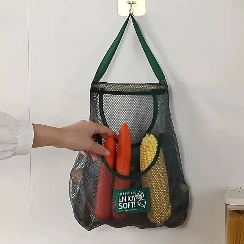 Multifunctional Kitchen Storage Mesh Bag Fruit Vegetable Ginger and Garlic Wall-mounted Organizer