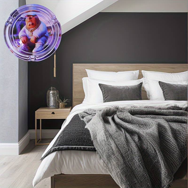 1pc Cartoon Flower Pattern Glass Ashtray 85mm Round Ashtray Family Style Glass Ashtray Smok