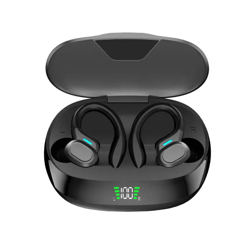 1 Pair Wireless Sports Earbuds with Mic Stereo Sound Comfortable Ear Hook Design USB Type-C Charging
