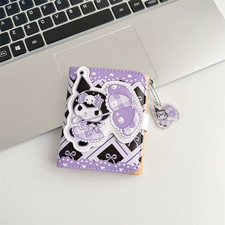 Kuromi Cartoon Tri-Fold Short Wallet Rfid Blocking Student Card Holder Multifunctional Stor
