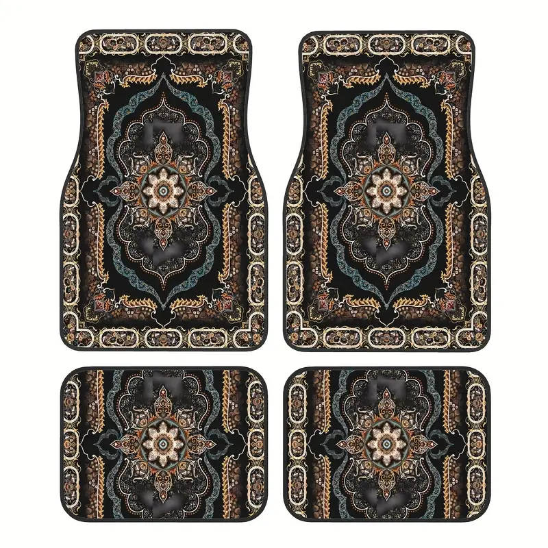 4pcs Bohemian Pattern European Ethnic Car Rubber Mats