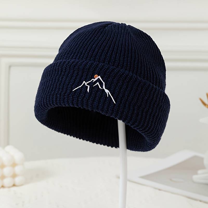 MAKEFGE Embroidered Mountain Flag Acrylic Beanie