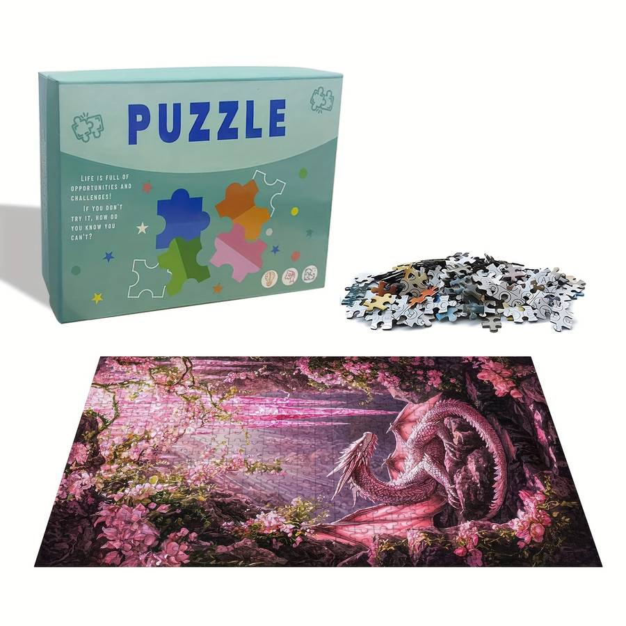 1000pcs Jigsaw Puzzle Vibrant Dragon Floral Forest Scene Intermediate Skill Leve