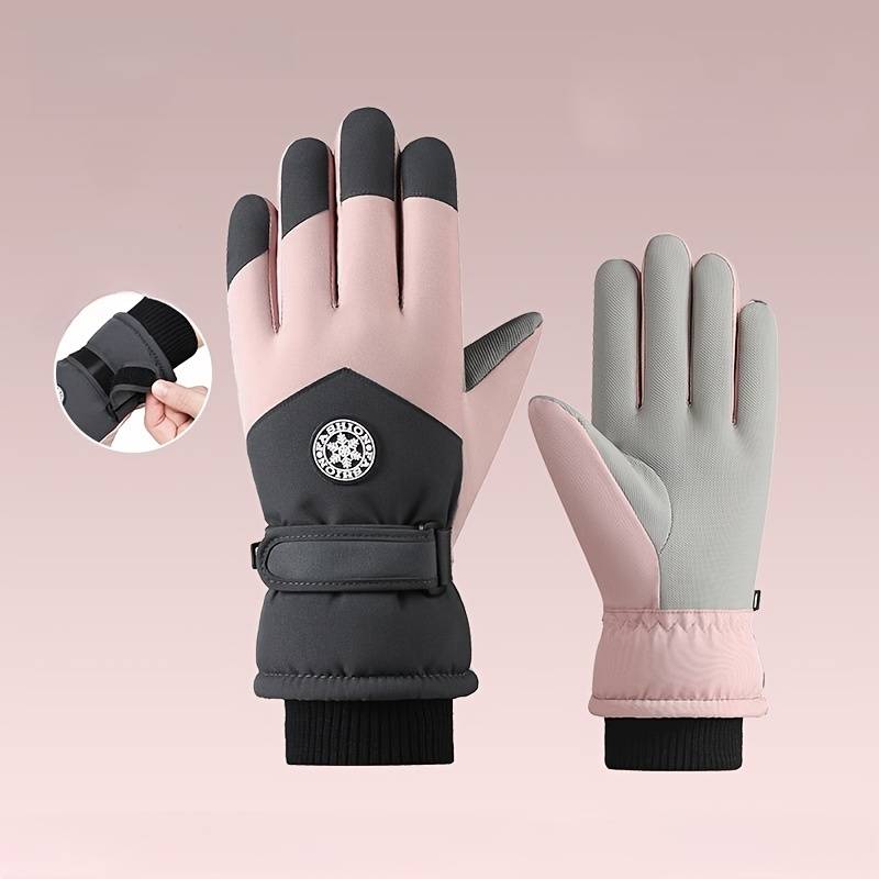 1 Pair Black And White Warm Gloves
