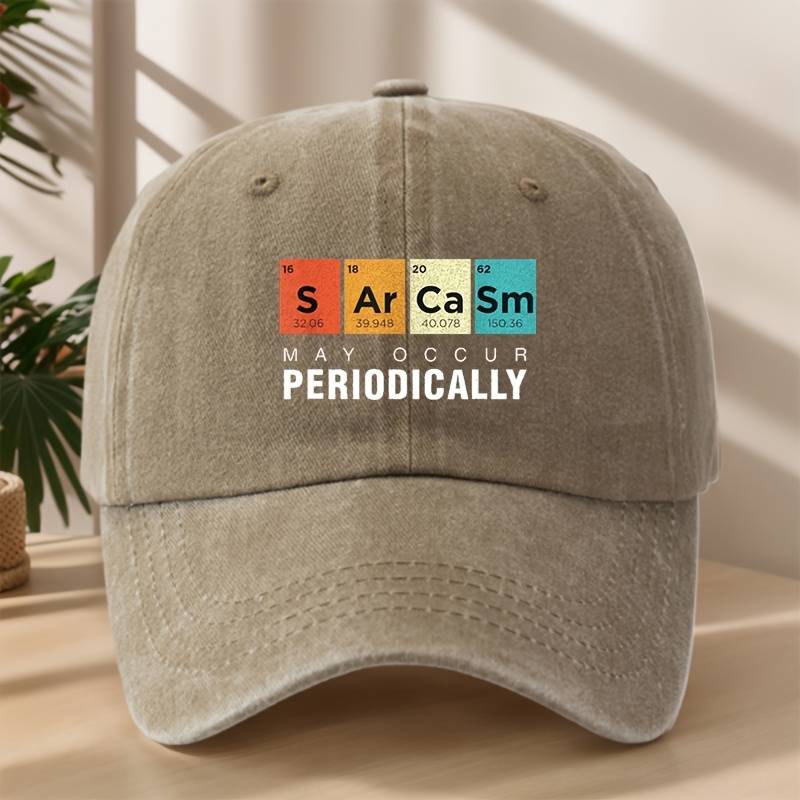1pc PERIODICALLY Chemistry-Themed Baseball Cap Soft Vintage Washed Style with Adjustable Snapba