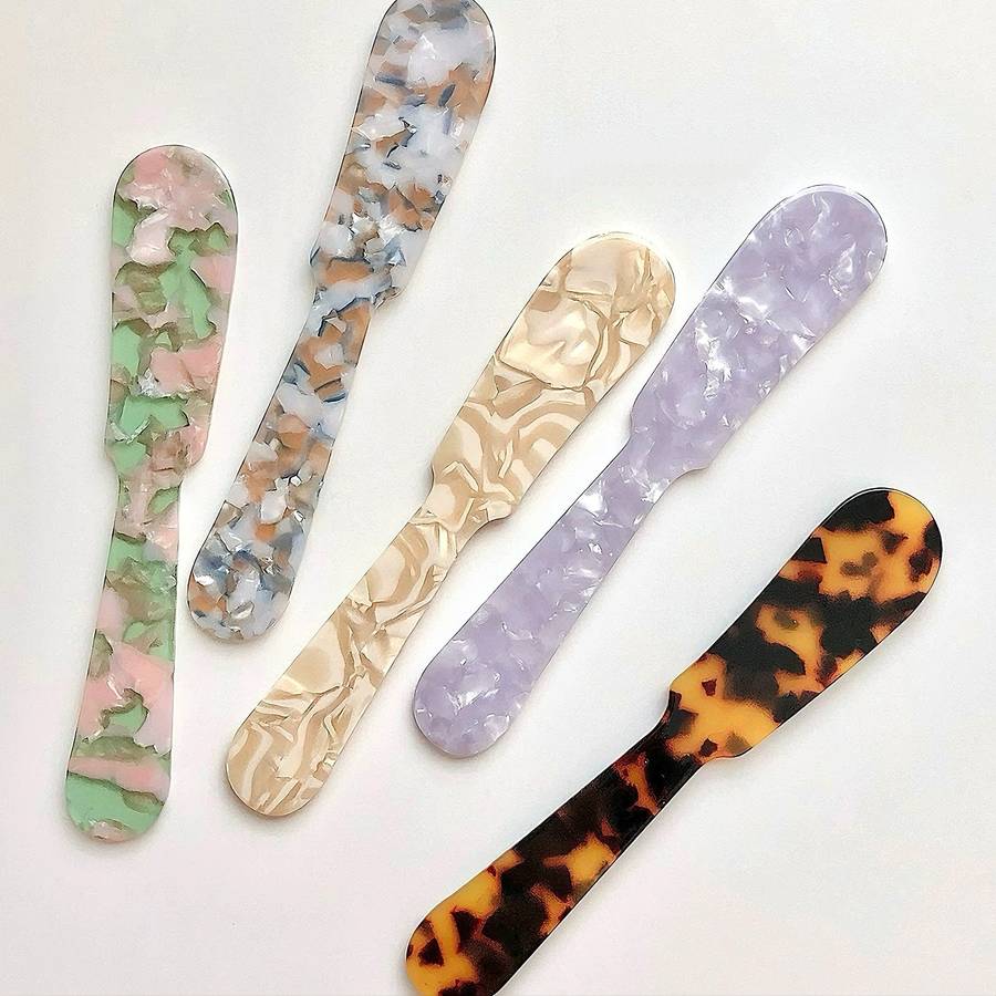 2pcs Acrylic Spoon and Butter Knife Set Shatter Resistant PMMA Kitchenware Light Purple Ivory
