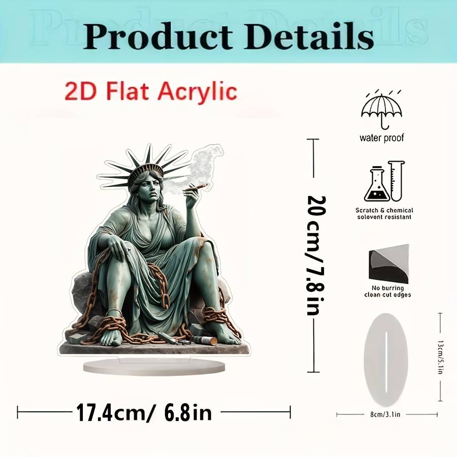 1pc 2D Flat   Acrylic Figurine Statue of Liberty Smoking Home and Office Decoration  F