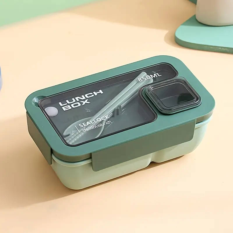 1pc Lunch Box Set Casual Style Bento Box with Dividers Microwave Dishwasher Safe Plastic Meal Prep C