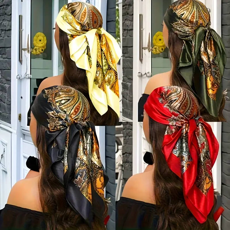 4 Piece Set of 90*90 cm square scarves in 4 colors