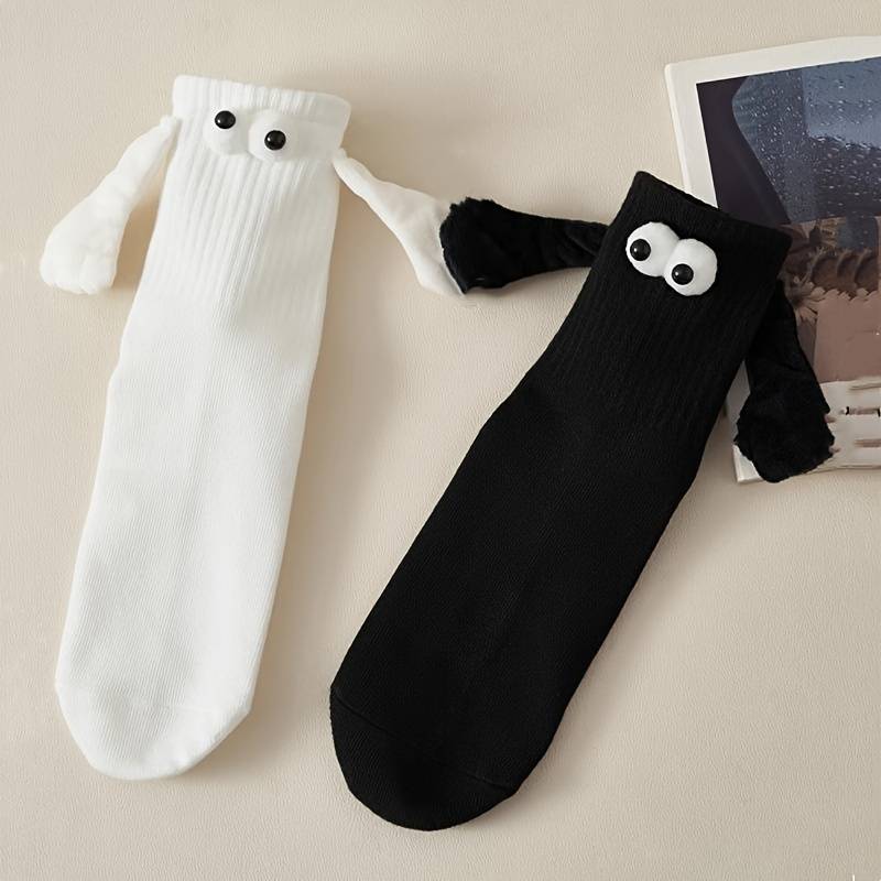 2 Pairs Black One Size High Elastic Socks