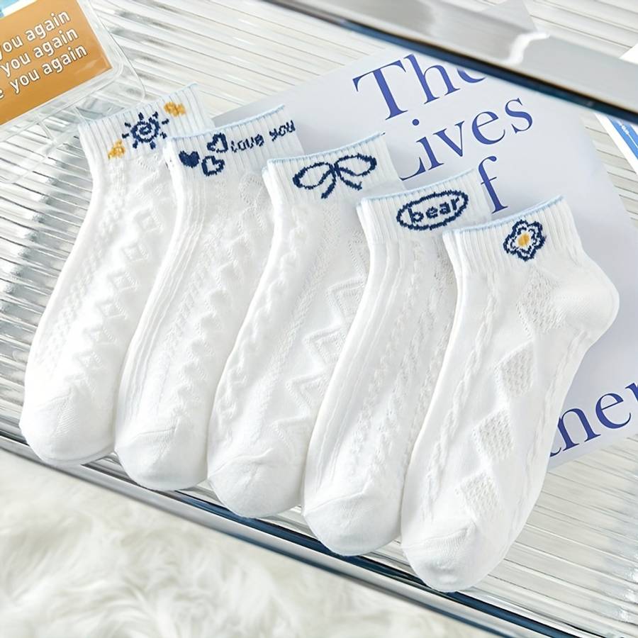 5 Pairs Of Random Colors One Size High Elastic Socks