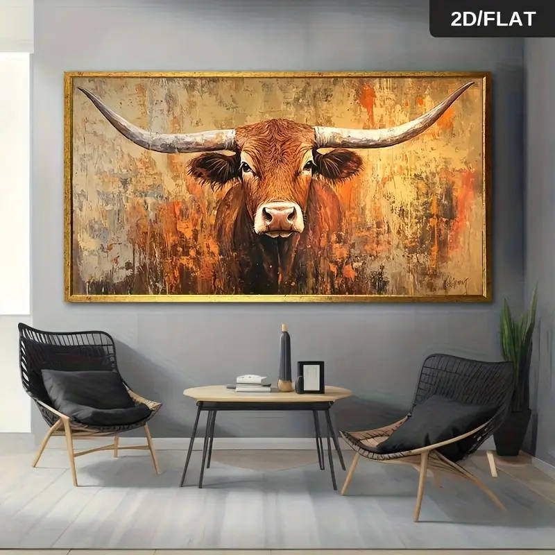 70cm x 140cm Modern Abstract Textured Cattle Wall Art Canvas