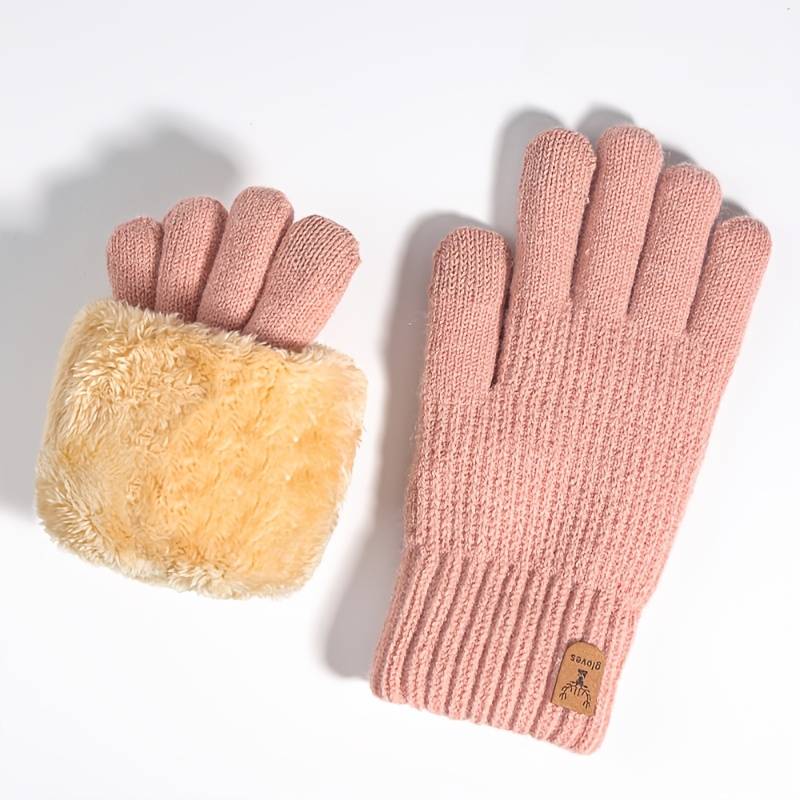 1 Pair Pink Warm Gloves