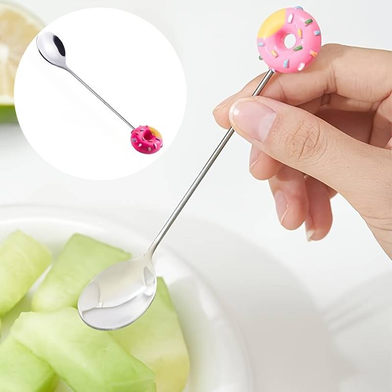4pcs Set of Cute Donut Stainless Steel Spoons Perfect for Desserts Ice Cream Coffee Idea