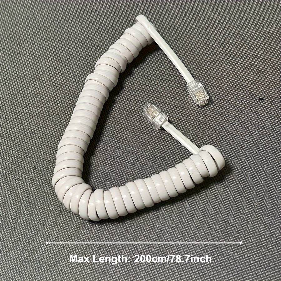 1pc Fleximax 2-Meter Single-Line Telephone Receiver Coiled Cable 4P4C Connector Durable Plast