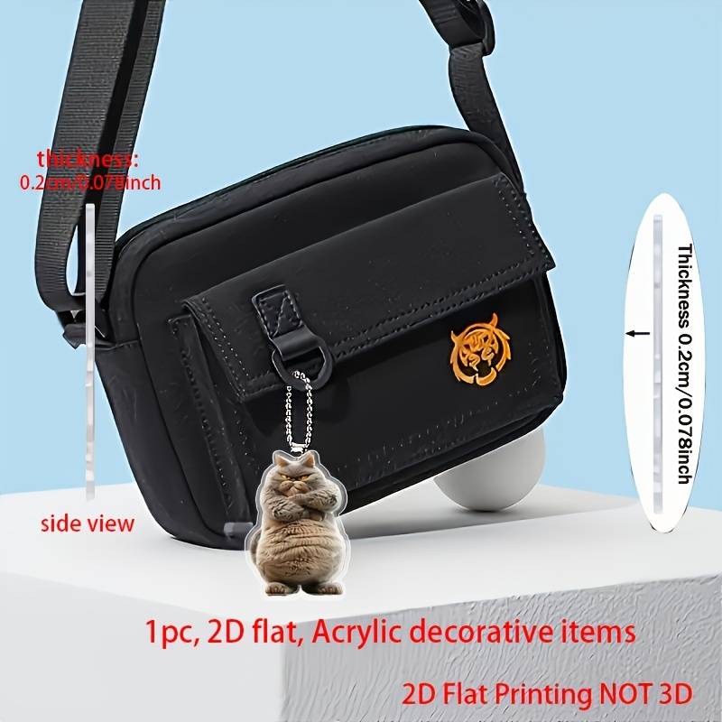1pc 2D Flat Modern Style Printed Acrylic Cat Car Ornament